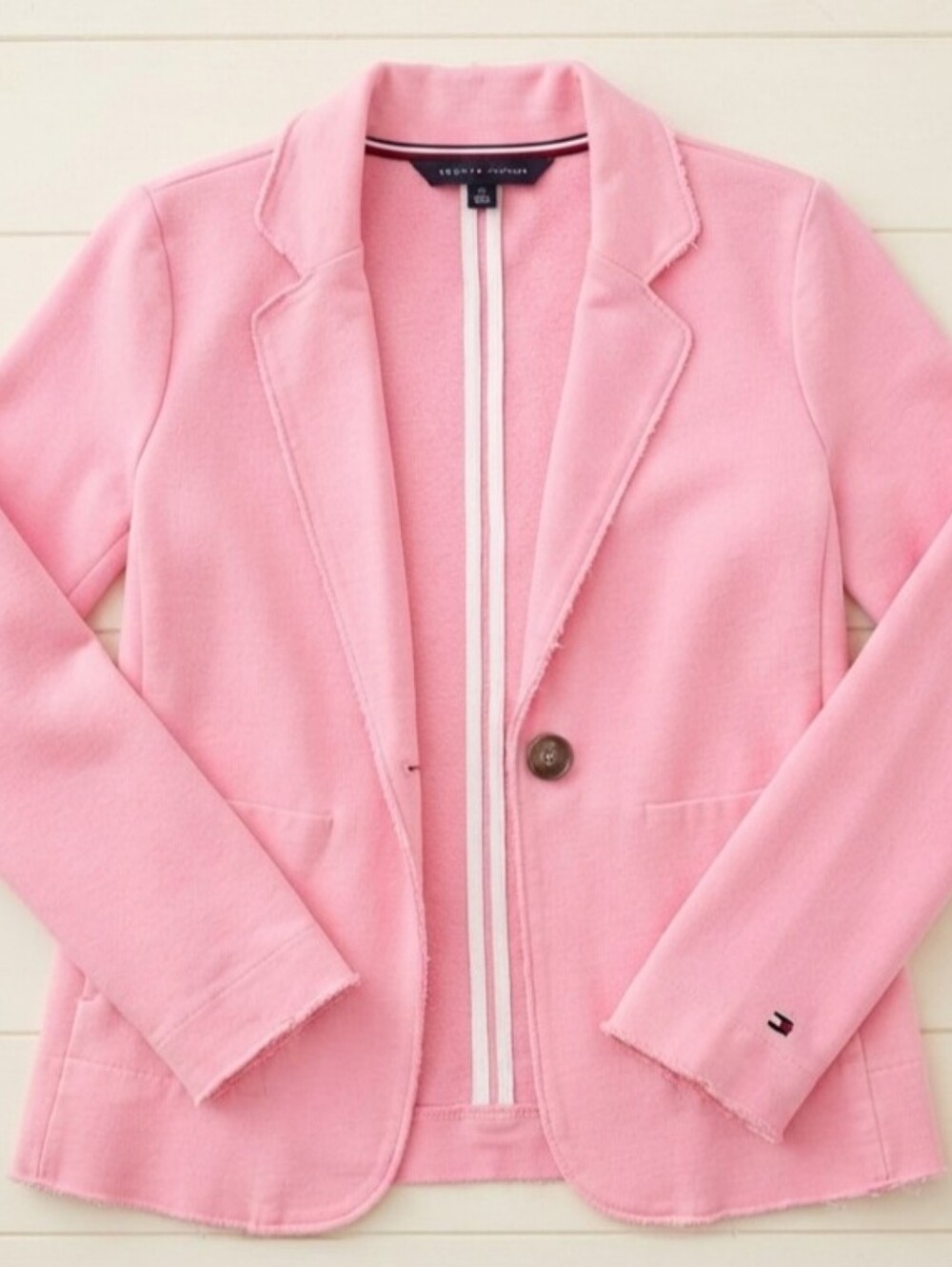 Tommy Hilfiger Pink Raw-Edge Knit Blazer / Jacket S